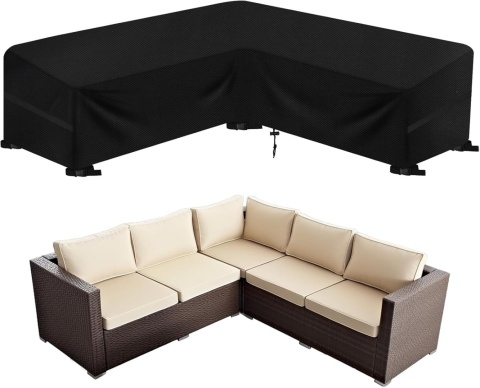 wiipara Pokrowiec na meble ogrodowe w kształcie litery L, wodoszczelny, 215 x 215 x 80 x 87 cm,