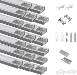 20 sztuk listwy aluminiowe LED Chesbung 1 metr U-profil aluminiowy zestaw
