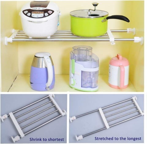 BAOYOUNI – regulowana półka 50–80 cm, organizer do szafy/kuchni