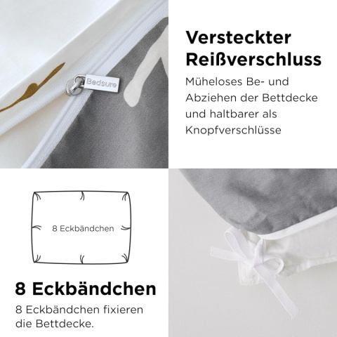 BEDSURE Pościel 4-częściowa 2x kołdra 135x200 + 2 poszewki 80 x 80 BAWEŁNA