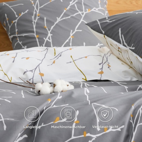 BEDSURE Pościel 4-częściowa 2x kołdra 135x200 + 2 poszewki 80 x 80 BAWEŁNA