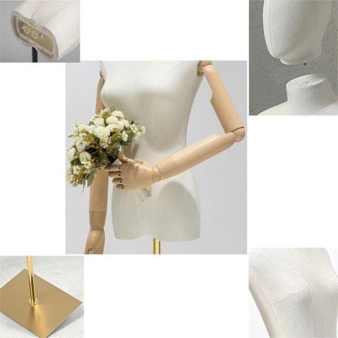 BIAŁY Manekin KRAWIECKI regulowany kobiecy Przegubowy ekspozycyjny