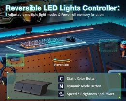 BIURKO GAMERSKIE LED 80X50CM GNIAZDKO CZARNE