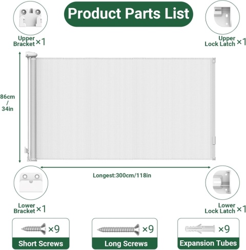 Barierka Zabezpieczająca Na Schody Ochronna 300 Cm Dla Dzieci I Zwierząt