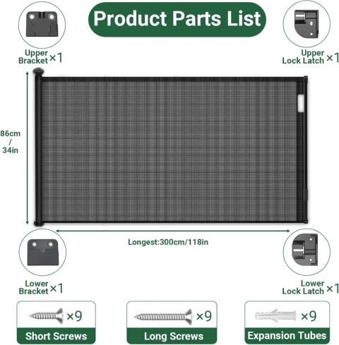 Barierka Zabezpieczająca Na Schody Ochronna 300 Cm Dla Dzieci I Zwierząt