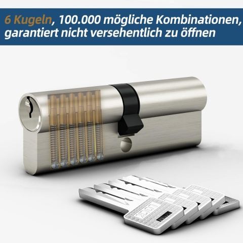 Cylinder zamykający 35/35, zamek bębenkowy z 5 kluczami