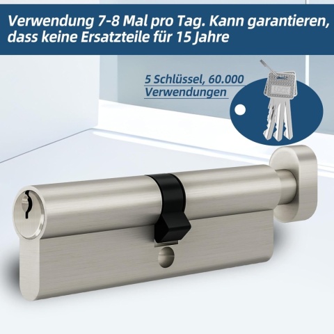 Cylinder zamka do Drzwi Wkładka ChiliTec 60 mm z 5 kluczami bezpieczeństwa
