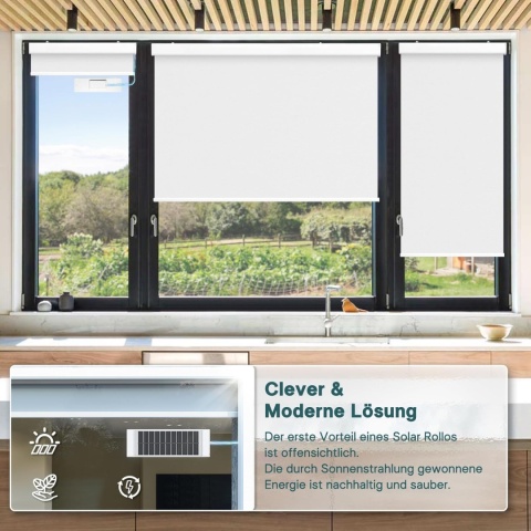 Rolety elektryczne DENFOON zasilane energią słoneczną