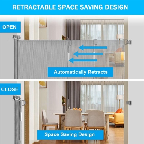 Drzwiowa bramka bezpieczeństwa, rozszerzalna, 150x83 cm, szara