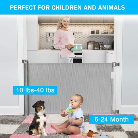 Drzwiowa bramka bezpieczeństwa, rozszerzalna, 150x83 cm, szara