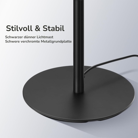 EDISHINE Lampa Podłogowa LED 3000K, 147 cm, ściemnialna z Przełącznikiem