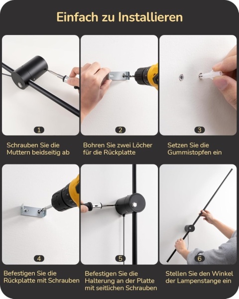 EDISHINE Lampa ścienna LED, z pilotem sterowania i przełącznikiem dotykowym