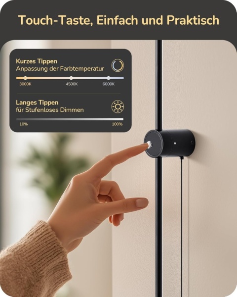 EDISHINE Lampa ścienna LED, z pilotem sterowania i przełącznikiem dotykowym