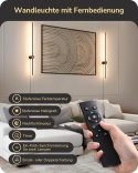 EDISHINE Lampa ścienna LED, z pilotem sterowania i przełącznikiem dotykowym