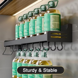 Półka kuchenna Ruiqas Spice Rack, metalowa, samoprzylepna, czarna