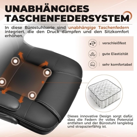 Ergonomiczne krzesło biurowe, funkcja przechylania 135°, z regulacją wysokości