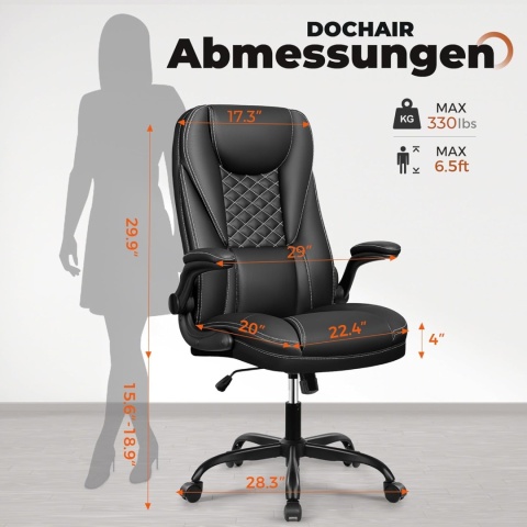 Ergonomiczne krzesło biurowe, funkcja przechylania 135°, z regulacją wysokości