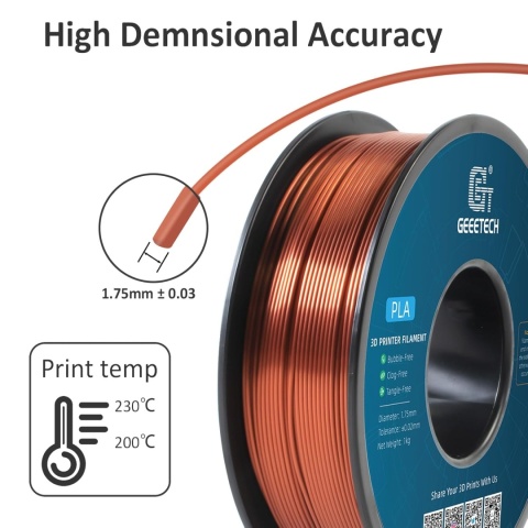Filament PLA Geeetech Silk 1,75 mm do drukarek 3D, 1 kg