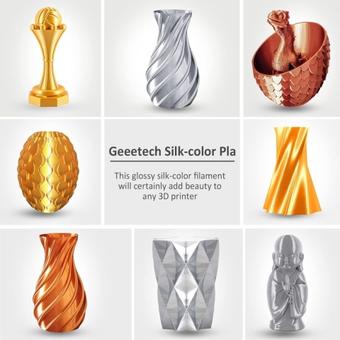 Filament PLA Geeetech Silk 1,75 mm do drukarek 3D, metaliczny, błyszczący, 1 kg