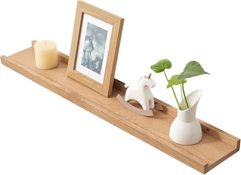 GIEANOO PŁYWAJĄCA PÓŁKA Z LITEGO DREWNA DĘBOWEGO 120 X 10 CM NATURALNY DĄB