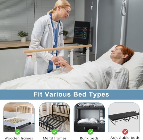 Gdmokle Kratka ochronna do łóżka dla osób starszych, składana, ochronna