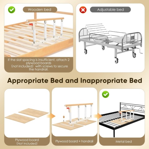 Gdmokle Kratka ochronna do łóżka dla osób starszych, składana, ochronna