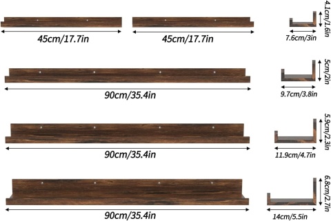 Giftgarden półka ścienna 5 szt Columbia Walnut 120 cm na ścianę