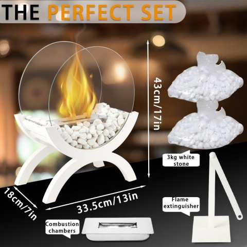 JHY DESIGN Przenośny Kominek Bioetanolowy szklany 43 cm