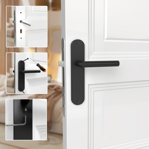 Klamka do drzwi wewnętrznych AwmnSrman z szyldem 72mm, stal nierdzewna