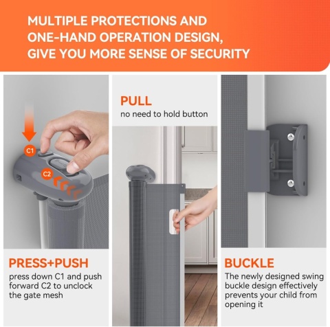 Kratka ochronna na schody, wysuwana, 0-140 cm,