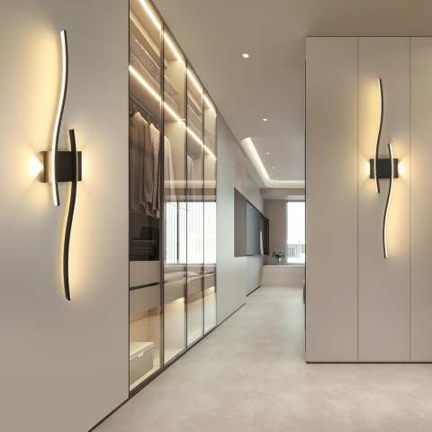 LAMPA LED KINKIET SCIENNA CZARNA NOWOCZESNA DO SALON KORYTARZ 3000K 27W