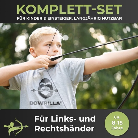 ŁUK BOWRILLA DLA DZIECI I MŁODZIEŻY 8-15 LAT TARCZA STRZAŁY ZESTAW