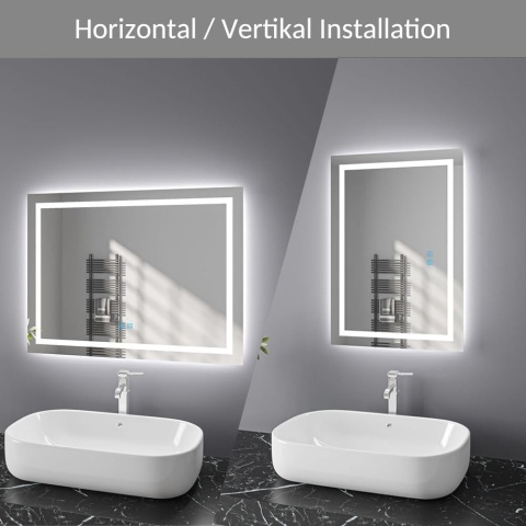 LUSTRO LED PODŚWIETLANE 50x70 WŁĄCZNIK DOTYKOWY