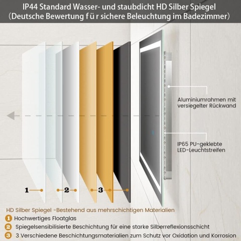 LUSTRO LED PODŚWIETLANE 50x70 WŁĄCZNIK DOTYKOWY