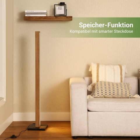 Lampa podłogowa drewniana LED 3000K Boho Vintage 115cm