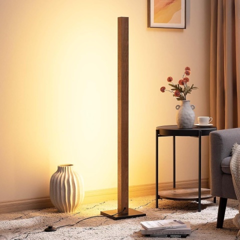 Lampa podłogowa drewniana LED 3000K Boho Vintage 115cm