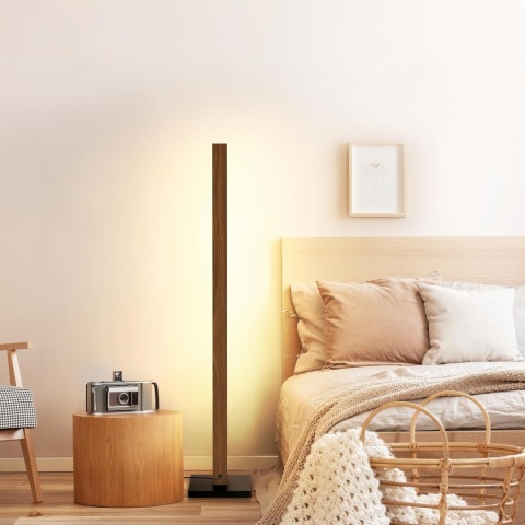 Lampa podłogowa drewniana LED 3000K Boho Vintage 115cm