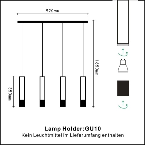 Lampa wisząca LED do jadalni, czarna, 4-punktowa , drewno