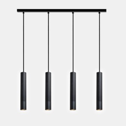 Lampa wisząca LED do jadalni, czarna, 4-punktowa , drewno