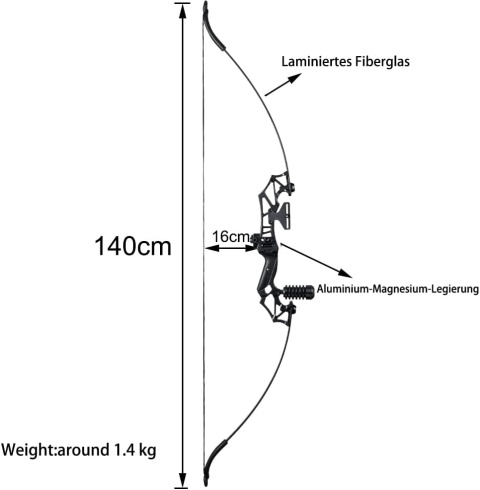 Łuk klasyczny Huntingdoor 55" 1-40 lbs akcesoria strzały NOWY