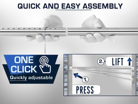 MEISENBERG drążek do zasłony ze stali nierdzewnej, 160-210 cm, 32 mm