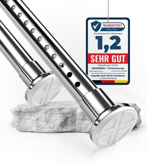 MEISENBERG drążek do zasłony ze stali nierdzewnej, 160-210 cm, 32 mm