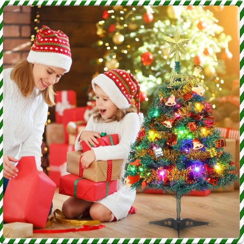 Mini choinka ,caly zestaw 60 cm z łańcuchami LED i dekoracjami