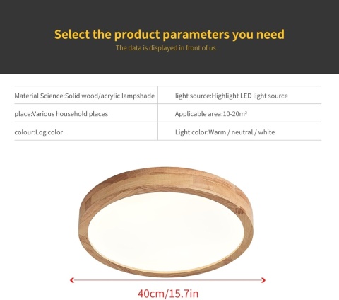 NOWOCZESNA LAMPA SUFITOWA PLAFON LED DĄB DO SALONU KUCHNI ŁAZIENKI STYLOWA