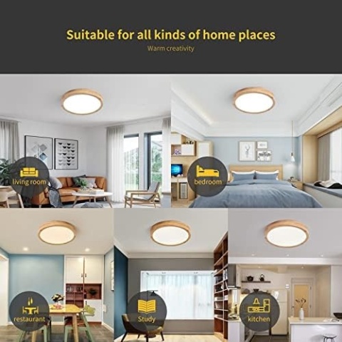 NOWOCZESNA LAMPA SUFITOWA PLAFON LED DĄB DO SALONU KUCHNI ŁAZIENKI STYLOWA