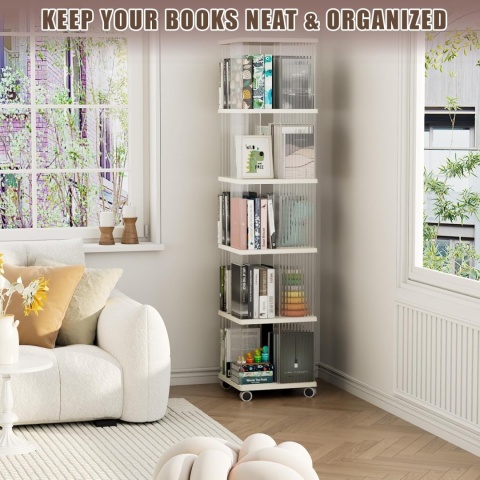 OBROTOWY REGAŁ NA KSIĄŻKI 360 STOPNI REGAŁ BIUROWY BIAŁY