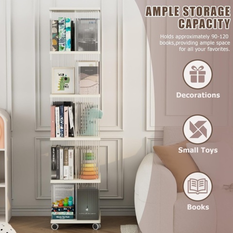 OBROTOWY REGAŁ NA KSIĄŻKI 360 STOPNI REGAŁ BIUROWY BIAŁY