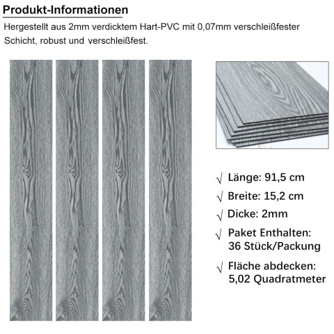 Panele Winylowe Samoprzylepne 5m² SZARY DĄB Deski parkiet WODOODPORNE