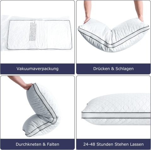 Poduszki ortopedyczne 40x80 cm zestaw antyalergiczne miękkie pranie