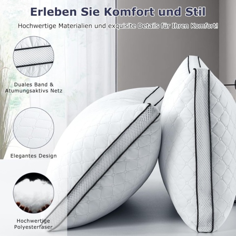 Poduszki ortopedyczne 40x80 cm zestaw antyalergiczne miękkie pranie